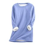 AMhomely Jumpers for Women UK - Women's Winter Warm Sherpa Lined Fleece Crewneck Sweatshirt Plus Size Pullover Fuzzy Loungewear Solid Tunic Tops Thermal Underwear Casual Winter Warm Tops