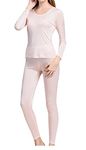 Grenasasilk Womens Silk Long Underwear Mulberry Silk Long Johns Silk Thermal Underwear Sets Cold Weather Base Layer (S, Flechcolor)