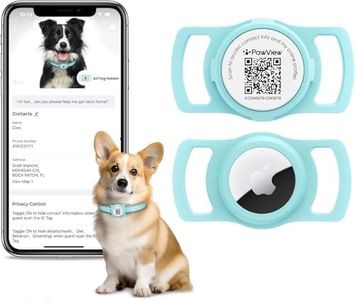 PawView for AirTag Holder Dog Collar, Smart QR Code Holder for Cats and Dogs, for AirTag Protective Cases - Scan Alert, Instant Location, Pet Online Profile, Contacts Info (1Pack,Robin's Egg Blue)
