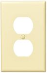 Leviton 80503-I 1-Gang Duplex Device Receptacle Wallplate, Midway Size, Thermoset, Device Mount, Ivory, 20-Pack