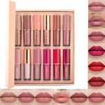 KA CAYLA Handaiyan 12-Piece Book Style Velvet Liquid Matte Lipstick Waterproof, Non Stick, Nude Lip Glossy Combo Pack Lipsticks For Women - Thanks For The Love Lip Set (12 Colour Liquid Lipstick Set)