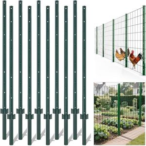Fence Posts 4.8 Feet, Pack of 10, Metal Fence Poles U Post Sturdy Duty Fence Stakes Step in Post No Dig Fence Post for Garden Yard
