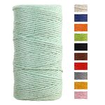 JeogYong Jute Twine String 2mm x 100m Natural Coloured Jute String 3-ply Garden Twine Kitchen Cord Thick Jute Rope for Decoration Floristry, DIY Arts & Crafts, Bundling, Wrapping Gifts (Water blue)