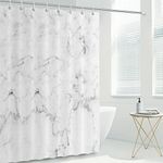 Toplive Shower Curtain Fabric with Hooks, Heavy Duty Waterproof Shower Curtain Mould Proof Resistant with Rust-Resistant Metal Rings and 12 Plastic Hooks Bath Shower Curtain Liner Marble,180 X 180CM