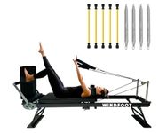 Pilates Reformer Machine Equipment with Springs & Cords for Home Workout, Foldable Pilates Equipment with Springboard for All Level Users