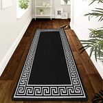 renoazul® Hallway Runner Kitchen Rug Non-Slip Washable Door Mat | 66 x 220 cm Anti Fatigue, Entrance Large Anti-Slip Floor Mat Stair Runner Rug Carpets - Greeky Rug - Black & White