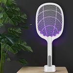 Wooga Wg Mosquito Killer Racket Rechargeable Handheld Electric Fly Swatter Mosquito Killer Racket Bat With Uv Light Lamp Racket Usb Charging Electric Insect Killer (Bat), White