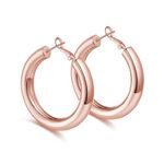 Thick Hoop Earrings Lightweight Howllow Tube Hoops Chunky Rose Gold for Women Hypoallergenic Big Earring 25mm 30mm 40mm 50mm