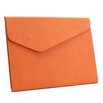 Enyuwlcm PU Leather A4 File Folder Document Holder Waterproof Portfolio Envelope Folder Case with Invisible Magnetic Closure (Orange)