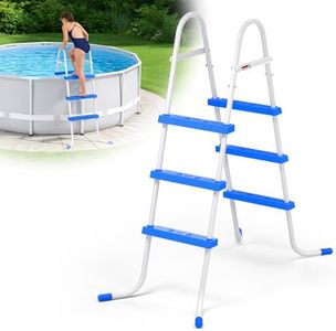 REGMICS Heavy Duty Steel Frame Swimming Pool Ladder for Above Ground Pools, 3-Step Double-Sided Pool Stairs for 36" Height Pools, 450lbs Capacity with Anti-Slip Rubber Feet & Wide Steps