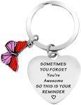 Amabro Inspirational Keyring for Women, Motivational Keychain Gift Thank You Gift You are Awesome for Coworker Teacher(Red Pink)