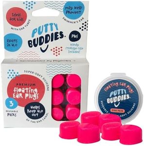 Earvolution Floating Putty Buddies Ear Plugs for Swimming - Invented by an Ear Physician - Moldable, Premium, Silicone - Floats on Water - Waterproof - Made in The USA - 3 Pack - Hot Pink