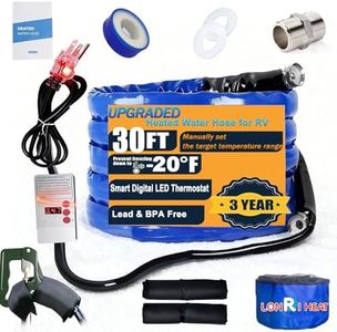 30FT Heated Water Hose for RV, Heated Drinking Water Hose Antifreeze to -20°F, With LED AManual Thermostat,Lead And Bpa Free,3/4" GHT Adapter, For Rv Camper/Gardens/Boats/Home/Winter
