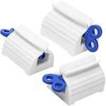 Asqraqo Plastic 3 Pieces Tube Toothpaste Squeezer With Rolling Toothpaste Holder Holder Rotating Squeezing Toothpaste Artifact Dispenser For Bathroom (Blue)