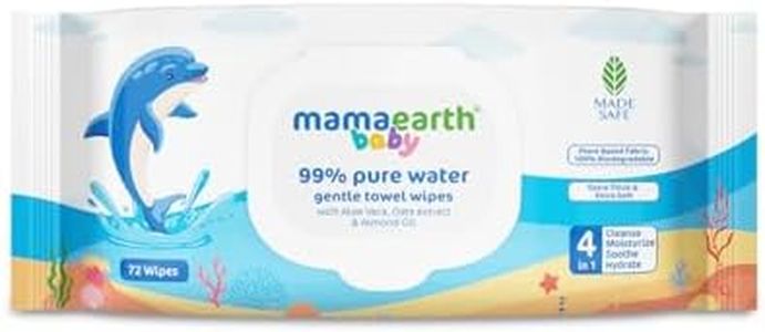 Mamaearth Baby 99% Pure Water Gentle Towel Wipes-72pcs|Made Safe Approved|4-In-1 Benefits-Cleanses,Moisturizes, Soothes & Hydrates Skin|Extra Thick|Extra Soft|Fragrance-Free|Parabens-Free|Alcohol-Free