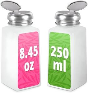 2Pcs Push Down Pump Dispenser Bottle - 250ml Nail Polish Remover Pump Bottle Dispenser Acetone Nail Polish Remover Dispenser Push Down with Lids - Eye Makeup Remover Liquid Dispenser Bottle