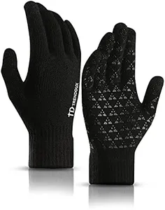 TRENDOUX Winter Touchscreen Driving Gloves - Thermal Liners, Elastic Cuffs - Soft Knit Material - Cold Weather - Black, XL