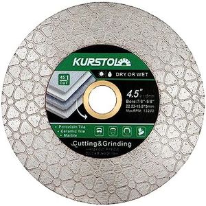 KURSTOL Diamond Cutting Disc - 4.5"/115mm Dual-Purpose Tile Diamond Saw Blade,Angle Grinder Blade Arbor 7/8"-5/8" for Cutting and Grinding Ceramic Tiles,Porcelain,Granite,Marble