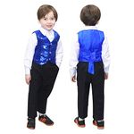 Kaku Fancy Dresses Blue Waistcoat for Kids/Blue Jacket for Kids - 10-12 Years