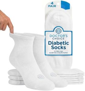 Doctor's Choice Diabetic Socks for Men, Seamless Ankle Socks with Non-Binding Top, Provides Extra Comfort for Gout, 4-Pairs, White, Large, Size 10-13