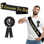 Bachelor Party Supplies for Men, Groom to Be Sash and Tinplate Badge Pins Engagement Party Favors for Bachelorette Groom Bride To Be Hen Party Decoration Supplies