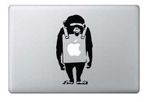 Banksy Monkey MacBook 13, 15, 17 inch Air 11 13 Decal Stickers Sticker Black Art for Apple Laptop