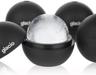 glacio Round Ice Cube Molds - Whiskey Ice Sphere Maker - Makes 2.5 Inch Ice Balls - 4 Pack