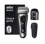 Braun Series 8 Electric Shaver for Men, 4+1 Shaving Elements & Precision Long Hair Trimmer, SmartCare Center, Wet & Dry Electric Razor for Men with 60 Min. Runtime, Gifts for Men,8567cc, Silver