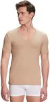 FALKE Men's Daily Climate Control Outlast® Deep V-Neck Undershirt, Breathable, Egyptian Cotton, Skin-Friendly, Brown (Camel 4220), XXL, 1 Piece