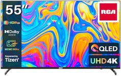 RCA 55 Inch QLED UHD Smart TV, 4K HDR10 Tizen OS with Samsung TV Plus Youtube Netflix Motion Mode, 3 x HDMI 2 x USB WiFi Bluetooth, Large Screen for Living Room Home Office