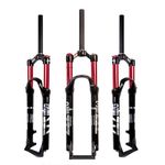 ZTZ【UK STOCK】Mountain Front Fork 26 Inch 27.5 Inch 29 Inch Double Air Chamber Fork Bicycle Shock Absorber Front Fork Air Fork 26 inch Red Inner tube