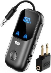 Bluetooth 5.4 Transmitter Receiver aptX Adaptive for 2 AirPods or Headphones, 2-in-1 Bluetooth Audio Adapter with Mic & LED Display for TV Car Airplane, 3.5mm AUX Wireless Adapter for Home Stereo