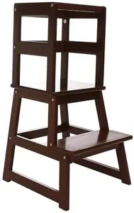 SDADI Kids Kitchen Step Stool with Safety Rail - for Toddlers 18 Months and Older, Espresso LT01CF