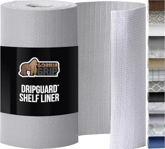 GORILLA GRIP DripGuard Shelf Liner, Non-Adhesive Drawer and Kitchen Cabinet Protector, 20x240 In, Strong Grip Slip Resistant Underside, Smooth Surface Liners for Cabinets, Bathroom Closets, Light Gray