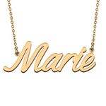 HUAN XUN Golden Marie Necklace with Names Customized for Women and Girls Beautiful