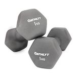 Athlyt - Neoprene Dumbbell Weights, 01# 2 X 1 Grey, 2 x 1kg