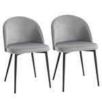 HOMCOM Modern Dining Chairs Set of 2, Mid-Back Velvet Upholstered Kitchen Chairs, Side Chair for Living Room, Dining Room, Grey