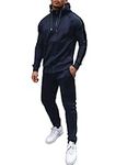 COOFANDY Mens Tracksuit Bottoms Sports Outfits 2 Piece Set with Zip Pockets Uk Jogging Pants Fit elasticated Track Suits Gym Hooded Sweatshirt Warm Champlain color L