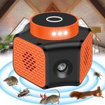 Rodent Devices Indoor, 360° Mouse Preventer for Roaches, Mice, Spider, 4 Modes Ultrasound Humane Rodent Control Device, Mouse Preventer for Garage Attic Warehouse House, Orange-1 Pack