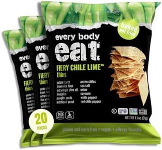 Every Body Eat Snack Thins, Gluten & Dairy Free, Vegan, School Safe Lunch Snacks, Fiery Chile Lime (20 Single Serve Bags, 1.1oz)