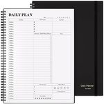 Planner Undated, Asten Daily Planner Agenda with To Do List, Hourly Schedules for Women and Men, Spiral Appointment Book with Elastic Closure, Inner Pocket 8.5" x 11" (Black)