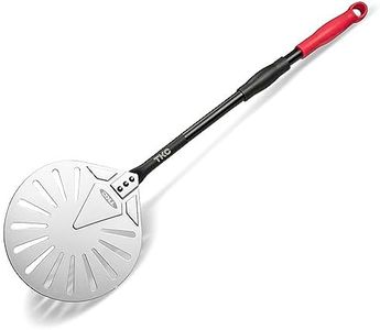 TKC Pizza Turning Peel, 9 Inch Round Aluminum Perforated Pizza Peel Turner with Metal Handle Pizza Paddle for Homemade Pizza Oven Accessories
