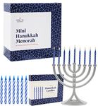 The Dreidel Company Classic Hanukkah Mini Menorah with Birthday Candles, for All 8 Days of Chanuka