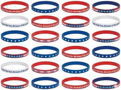 Fun Express Patriotic Thin Silicone Bands for Fourth of July - Rubber Bracelets - 24 Pieces