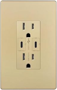 LIDER USB-C PD 65W Wall Outlet, Power Delivery, GaN Technology, Matte Gold