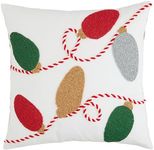 Mud Pie Lights Beaded Pillow, 18" x 18", White