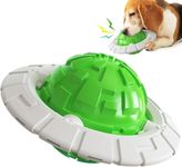 BREWUP Natural Latex Rubber Squeaky Ball Dog Toy, Flying Disc with Whistle (UFO Ball) Durable, Fetch & Chew Safe Pet Toy | Reduce Separation Anxiety,Medium to Large Dogs (Multicolor)…