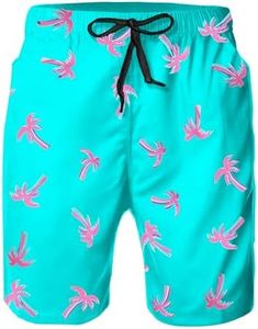 Heucapc Men's Swim Trunks Quick Dry Swimsuits Board Shorts Tropical Summer Beach Shorts with Mesh Lining and Pockets