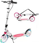 TENBOOM Scooter for Ages 8+ Teens and Adults Kick Scooter Foldable with Double Braking System Bells Adjustable Handlebars Kickstand Max Load 220 LBS 8" Big Wheels