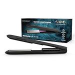 REVAMP Progloss Ion Shine Ceramic Hair Straightener, with Ionic Technology to Ensure Frizz-Free Results, Infused with Progloss Smooth Keratin, Argan and Coconut Oils, Variable Heat Settings, Black